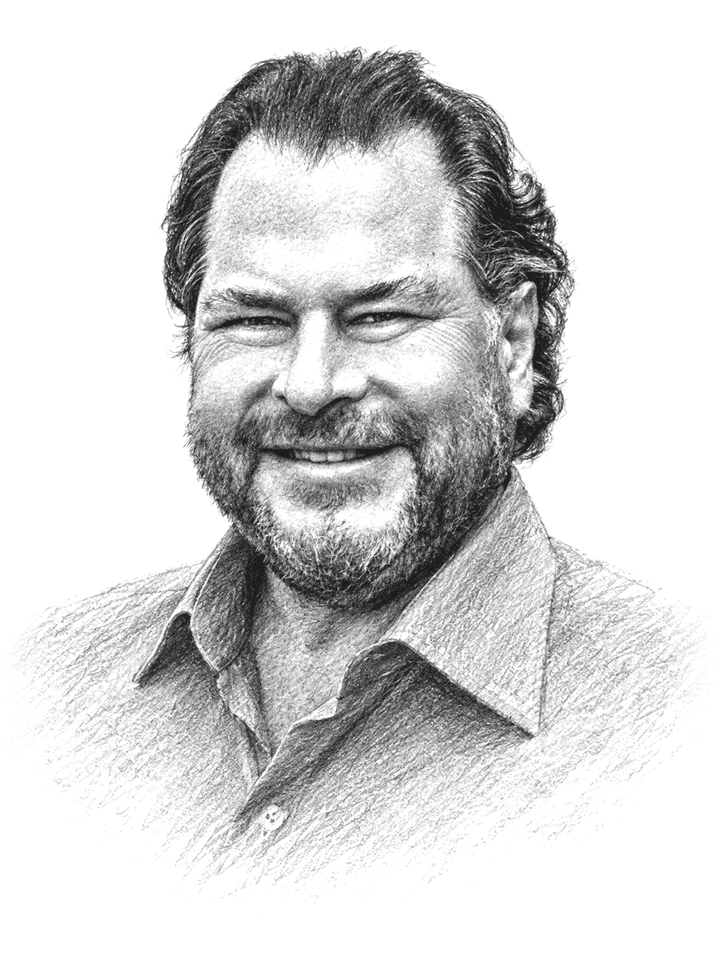 Pencil portrait of Marc Benioff