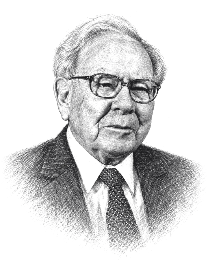 Pencil portrait of Warren Buffett