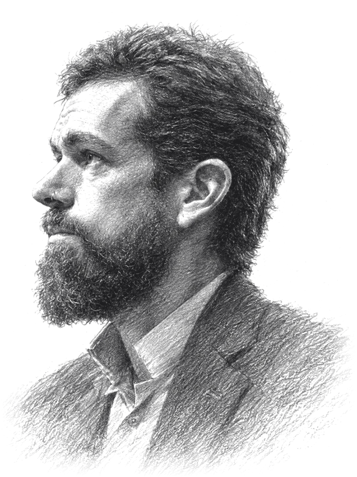 Pencil portrait of Jack Dorsey