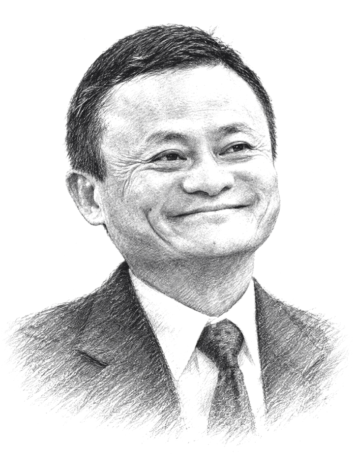 Pencil portrait of Jack Ma