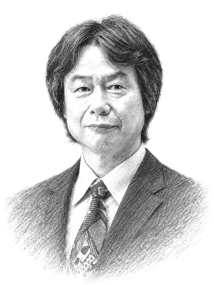 Pencil portrait of Shigeru Miyamoto