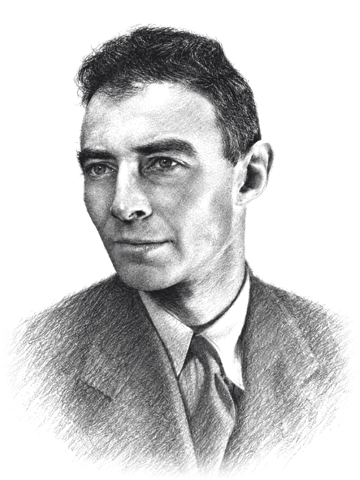 Pencil portrait of J. Robert Oppenheimer