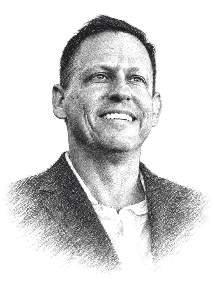 Pencil portrait of Peter Thiel