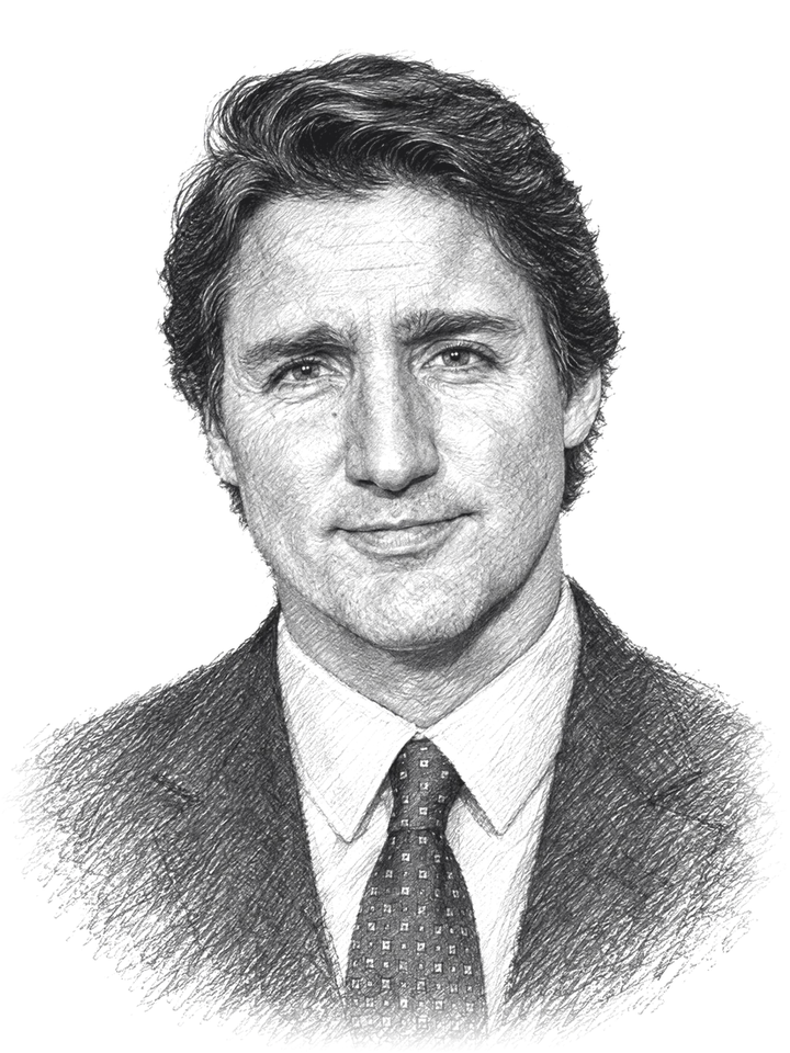 Pencil portrait of Justin Trudeau